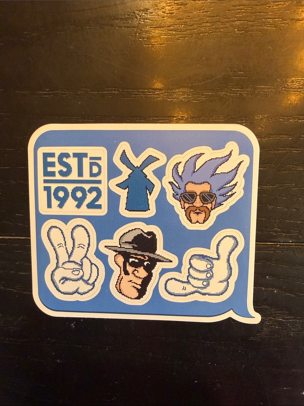 Dutch Bros Blue and White Retro Sticker Sheet